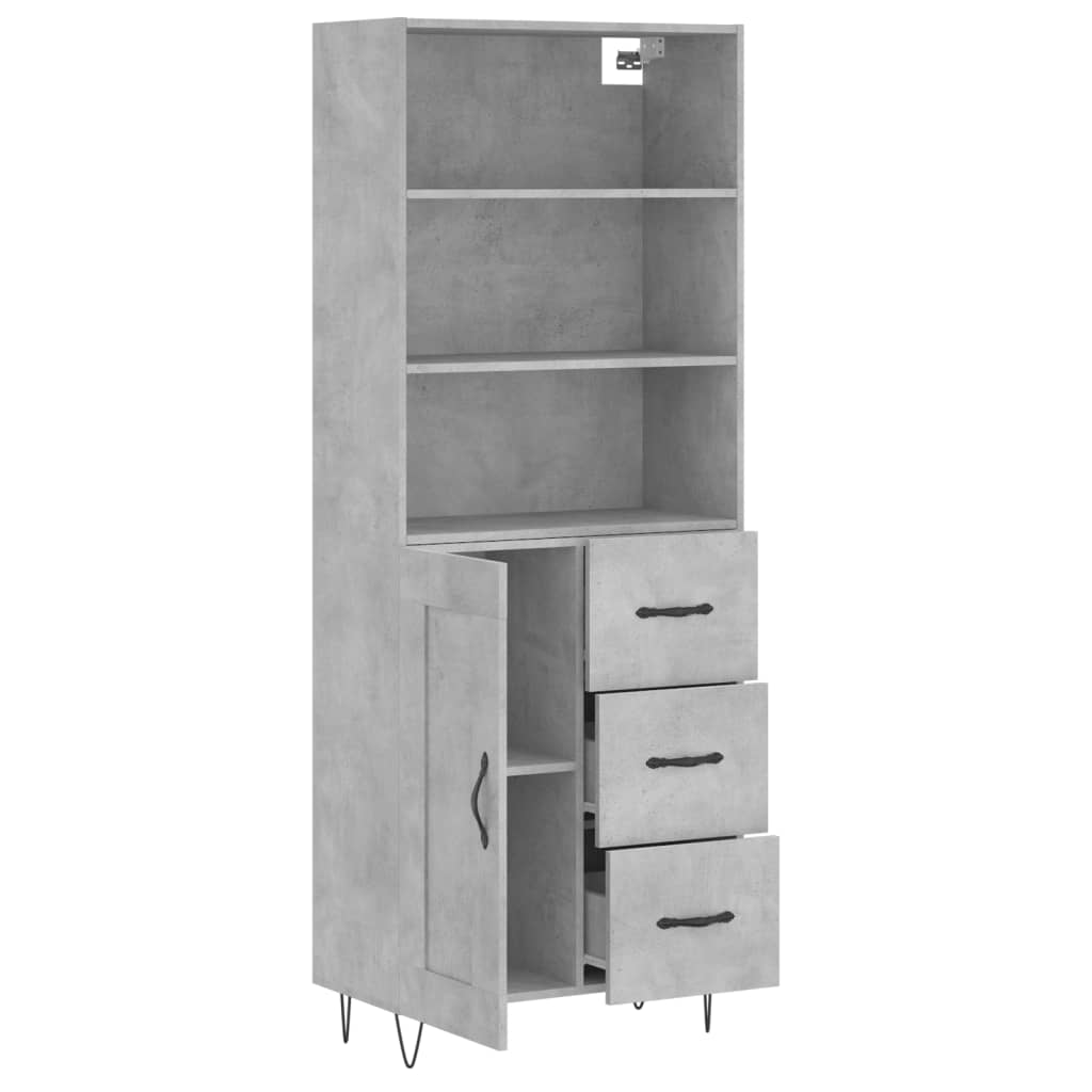 Highboard Concrete Grey 69,5x34x180 cm Engineered Wood