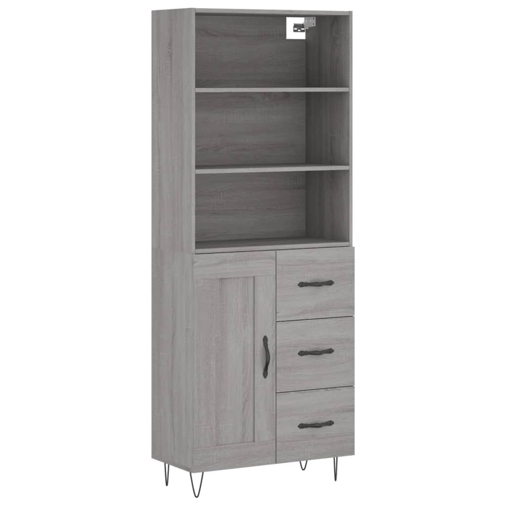 Highboard Grey Sonoma 69,5x34x180 cm Engineered Wood