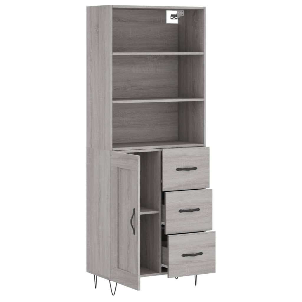 Highboard Grey Sonoma 69,5x34x180 cm Engineered Wood