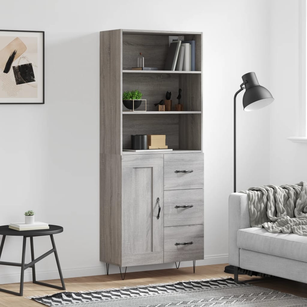 Highboard Grey Sonoma 69,5x34x180 cm Engineered Wood