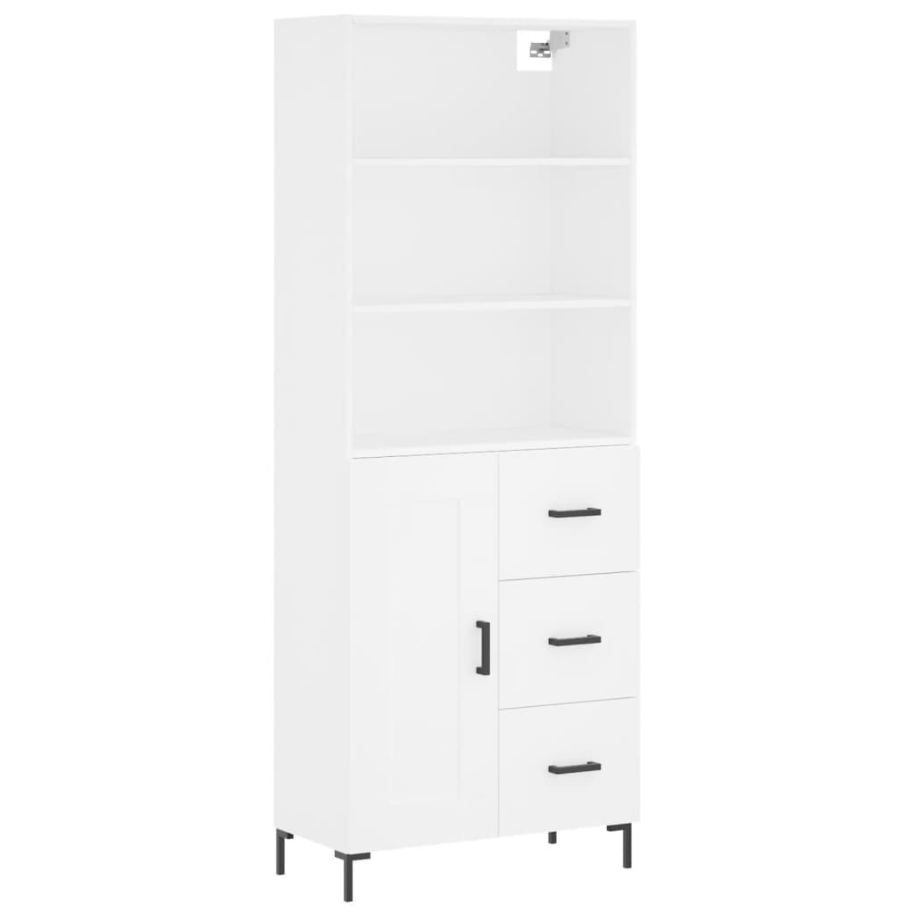 Highboard White 69,5x34x180 cm Engineered Wood