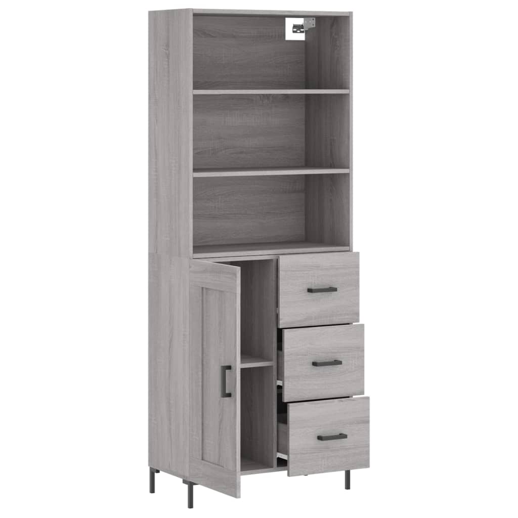 Highboard Grey Sonoma 69,5x34x180 cm Engineered Wood