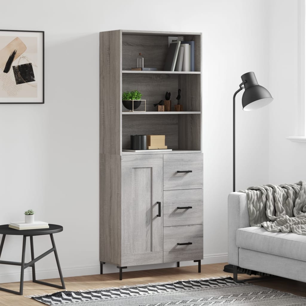 Highboard Grey Sonoma 69,5x34x180 cm Engineered Wood