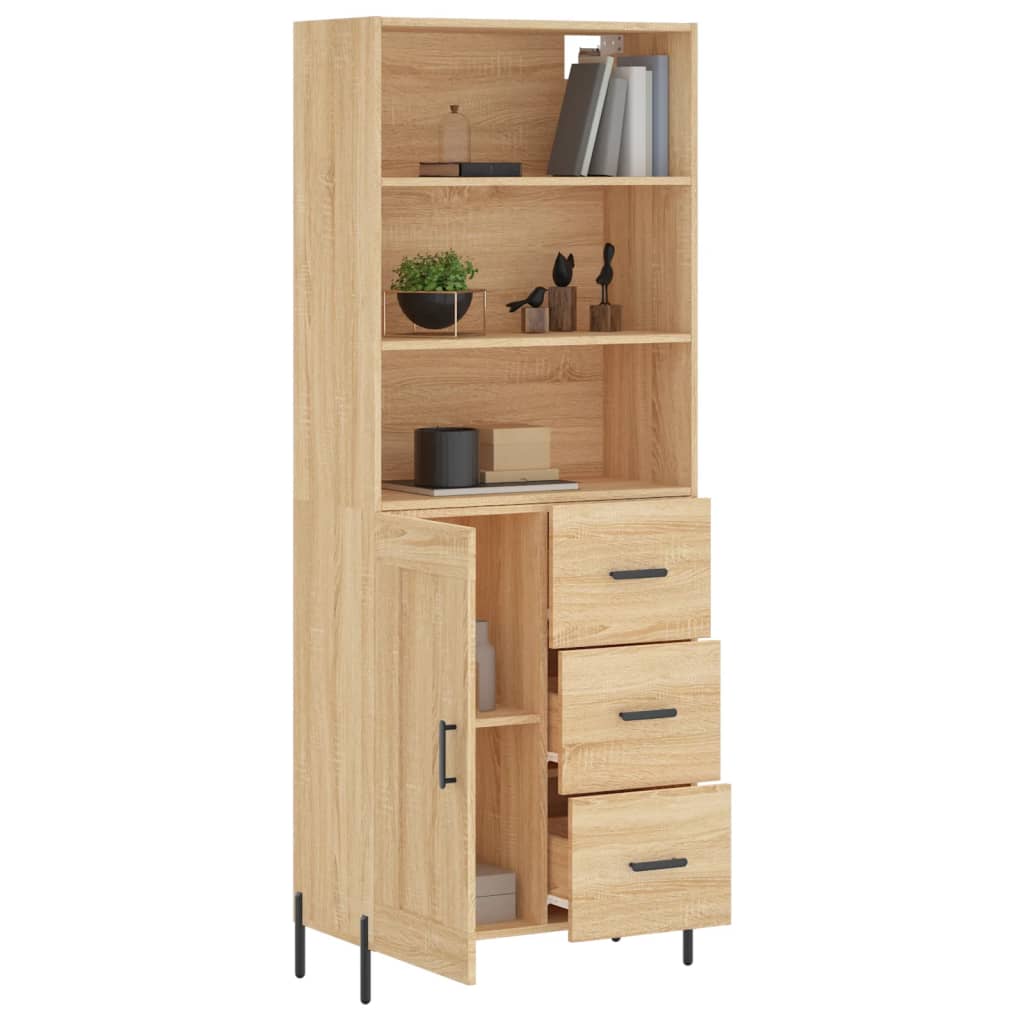 vidaXL Highboard Sonoma Oak 69.5x34x180 cm Engineered Wood