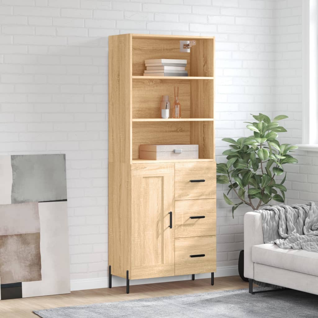 vidaXL Highboard Sonoma Oak 69.5x34x180 cm Engineered Wood