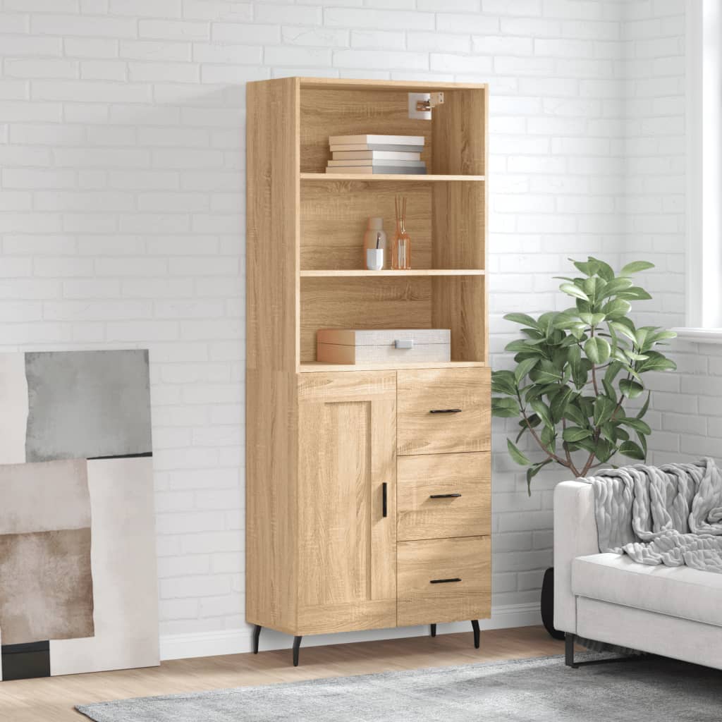 Highboard Sonoma Oak 69.5x34x180 cm Engineered Wood