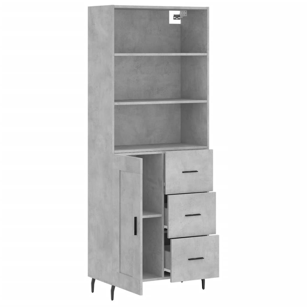 Highboard Concrete Grey 69,5x34x180 cm Engineered Wood