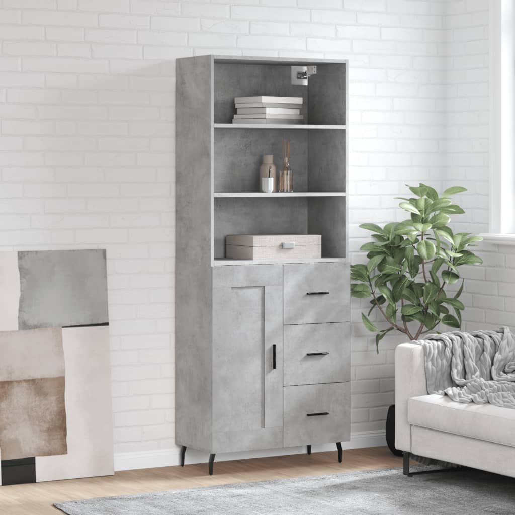 Highboard Concrete Grey 69,5x34x180 cm Engineered Wood