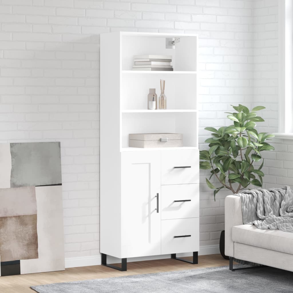 Highboard White 69,5x34x180 cm Engineered Wood