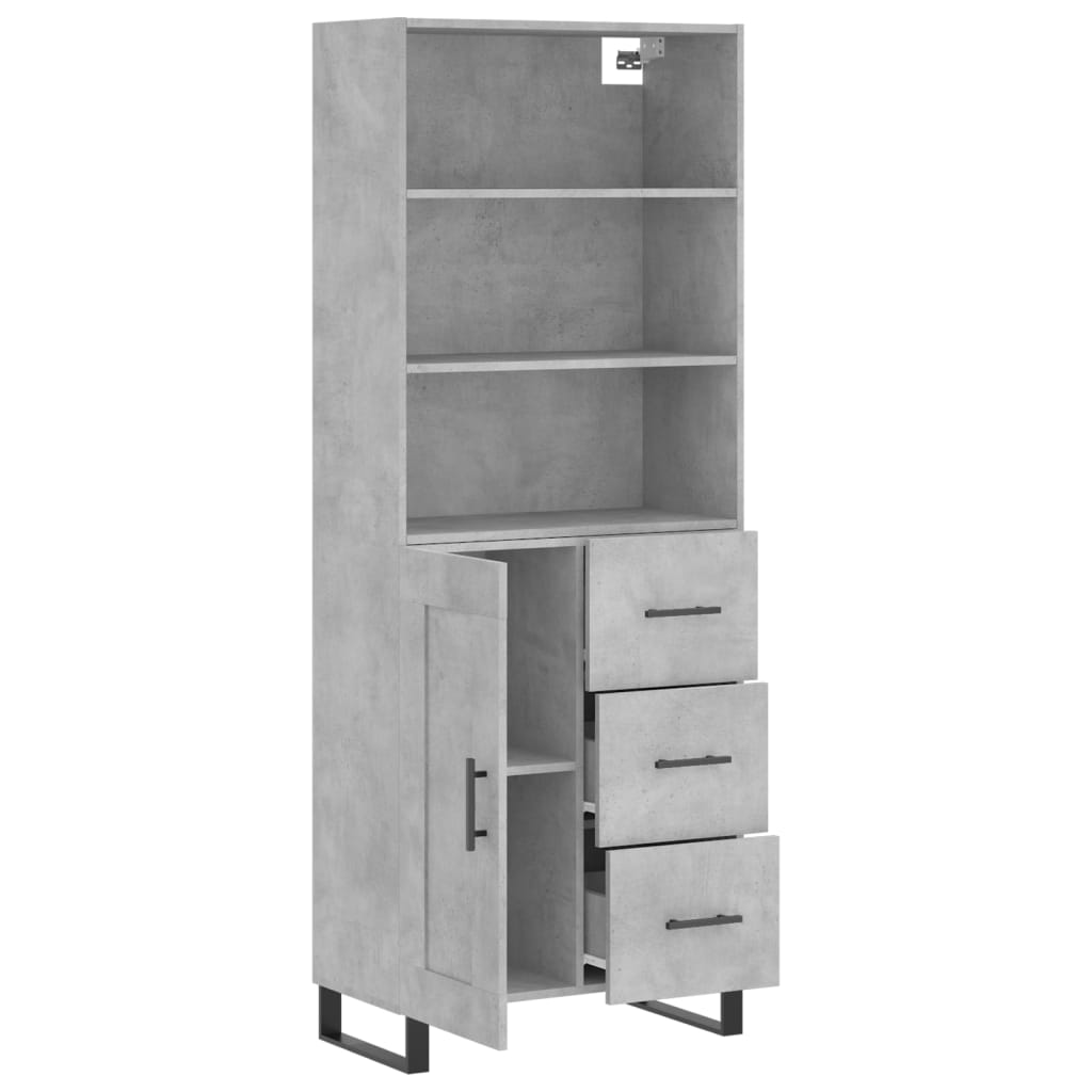 Highboard Concrete Grey 69,5x34x180 cm Engineered Wood