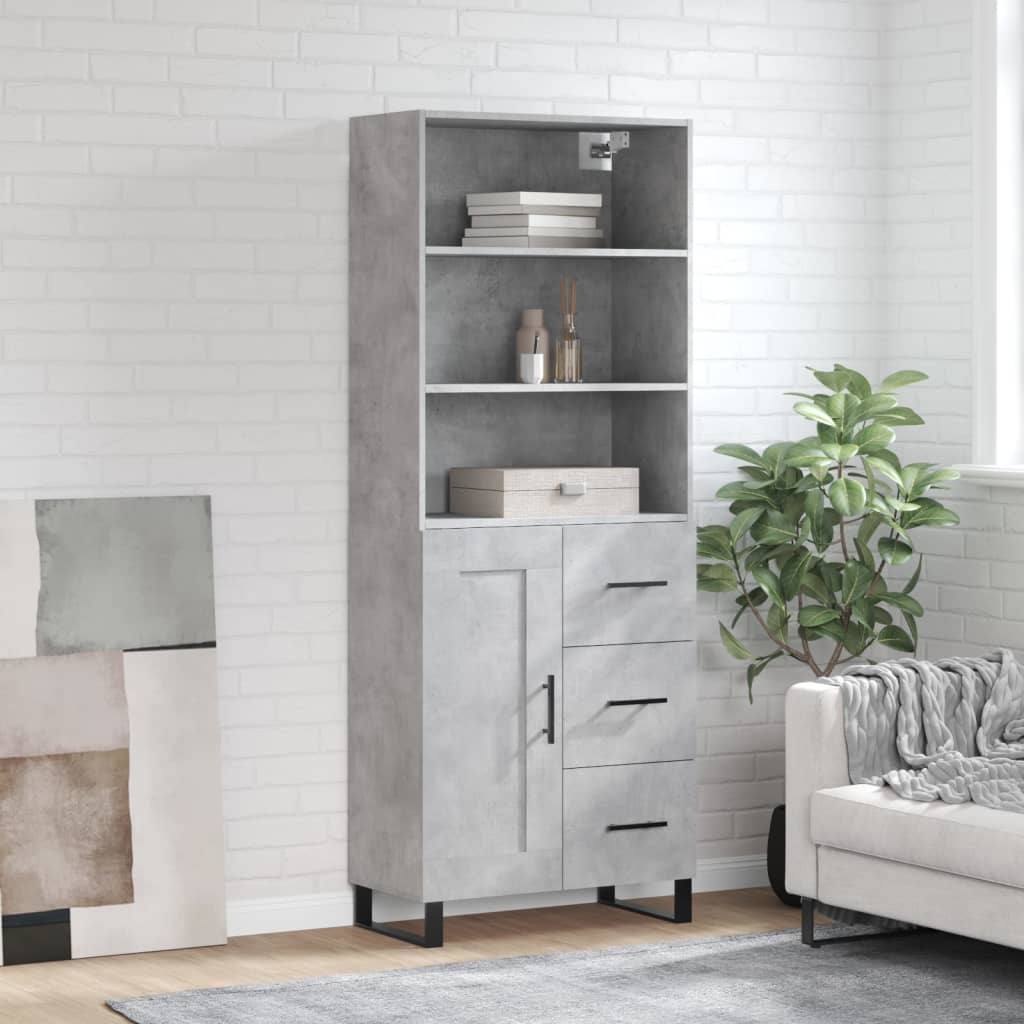 Highboard Concrete Grey 69,5x34x180 cm Engineered Wood