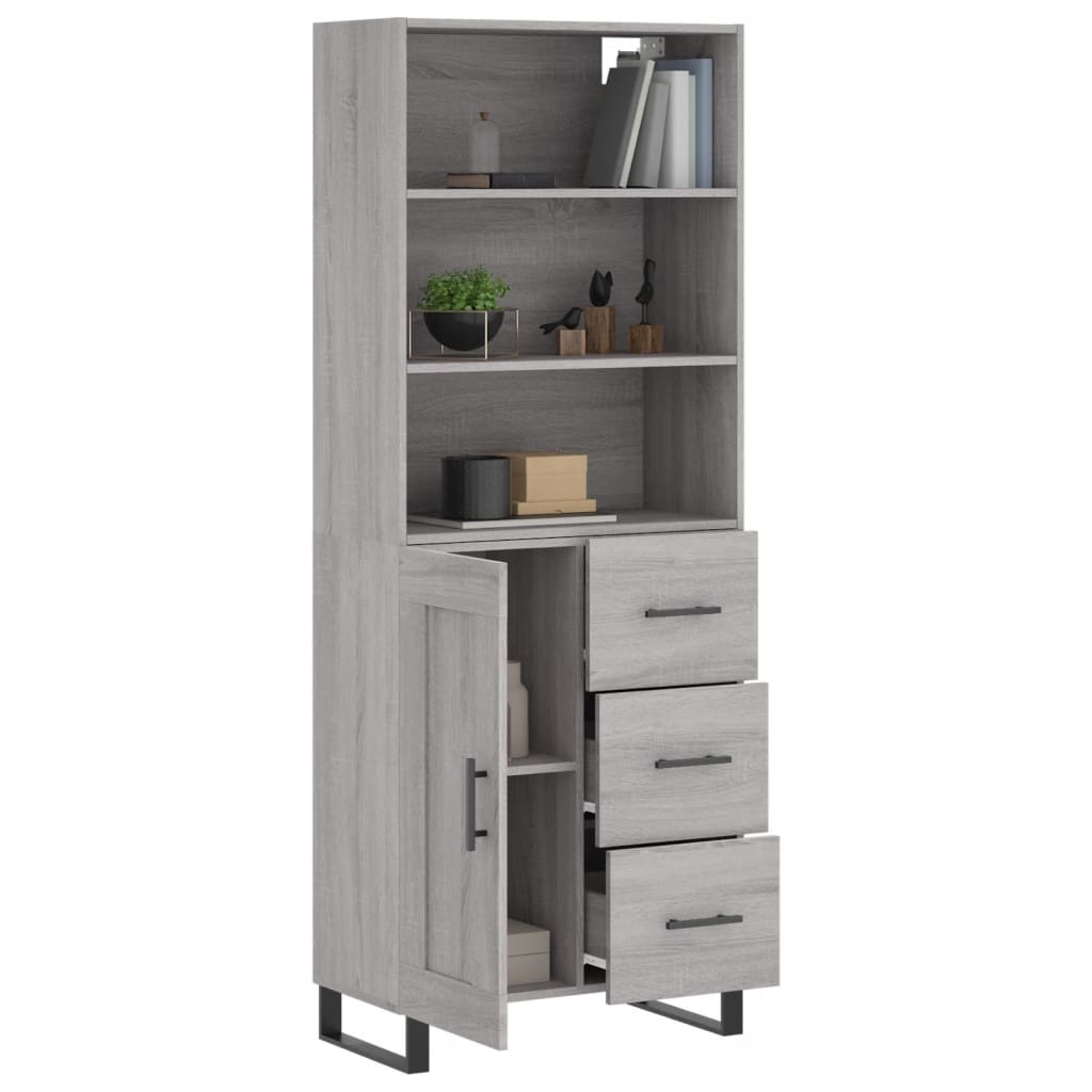Highboard Grey Sonoma 69,5x34x180 cm Engineered Wood