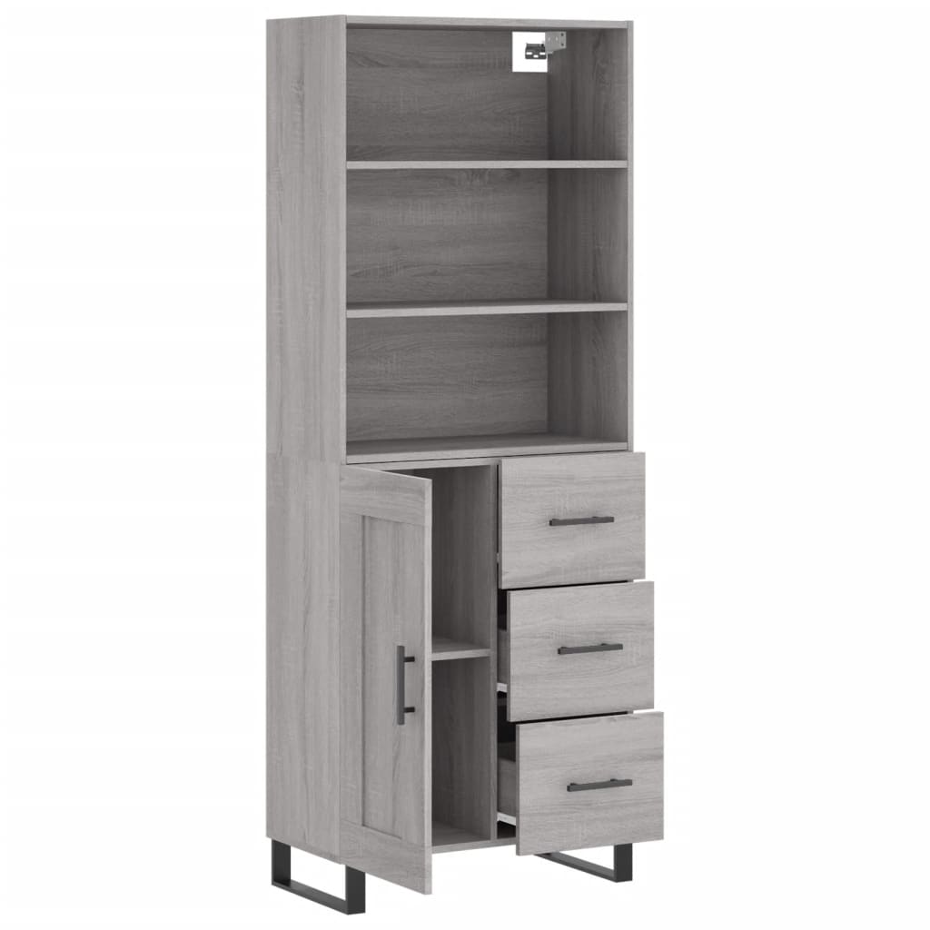Highboard Grey Sonoma 69,5x34x180 cm Engineered Wood