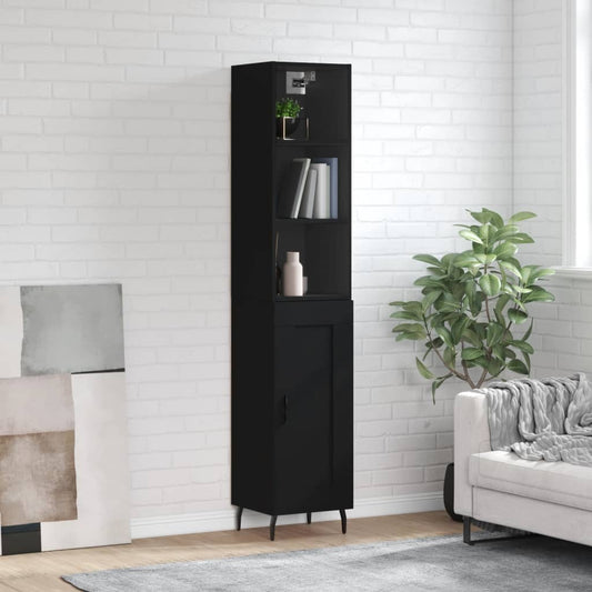 vidaXL Highboard Black 34.5x34x180 cm Engineered Wood