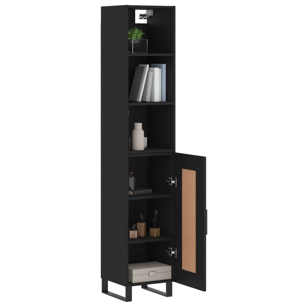 vidaXL Highboard Black 34.5x34x180 cm Engineered Wood