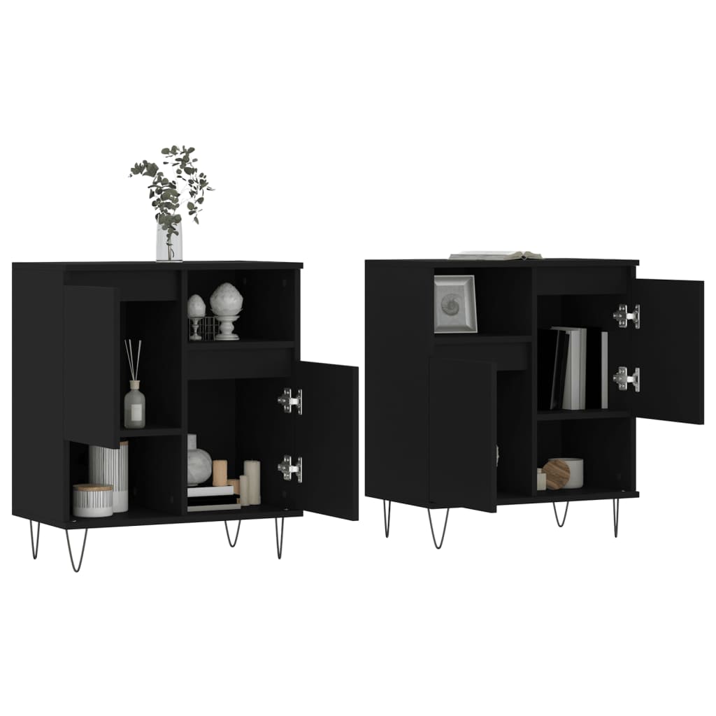 vidaXL Sideboards 2 pcs Black Engineered Wood