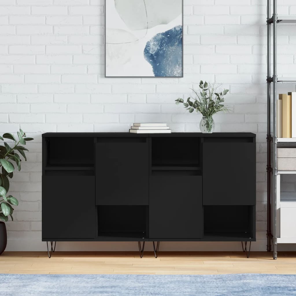 vidaXL Sideboards 2 pcs Black Engineered Wood