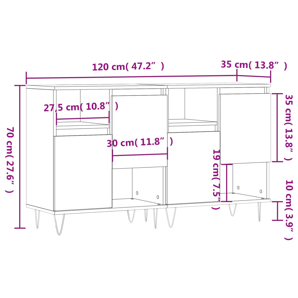 Sideboards 2 pcs Sonoma Oak Engineered Wood