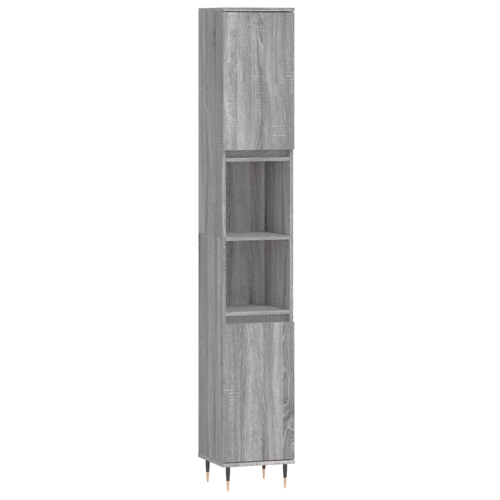 vidaXL 3 Piece Bathroom Furniture Set Grey Sonoma Engineered Wood