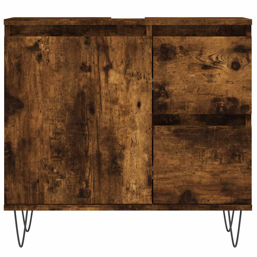 3 Piece Bathroom Furniture Set Smoked Oak Engineered Wood