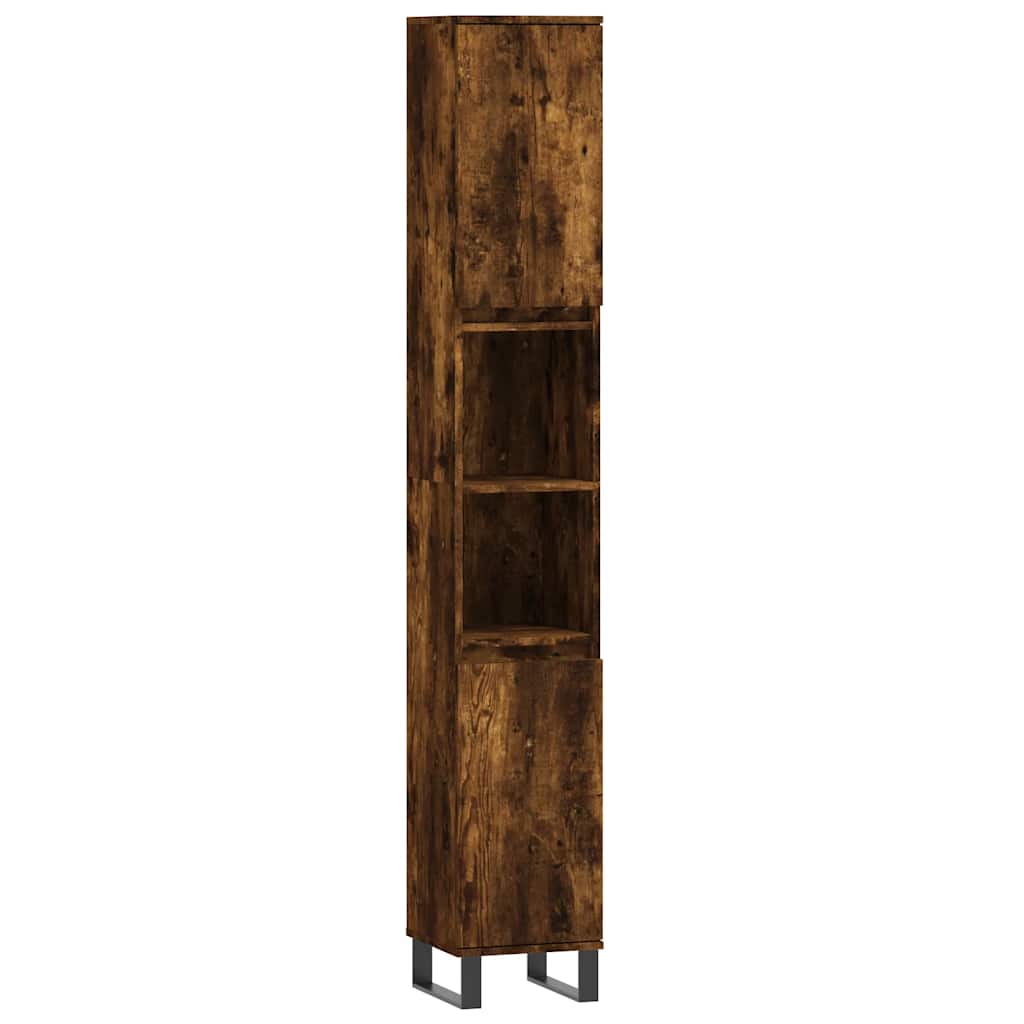 3 Piece Bathroom Furniture Set Smoked Oak Engineered Wood
