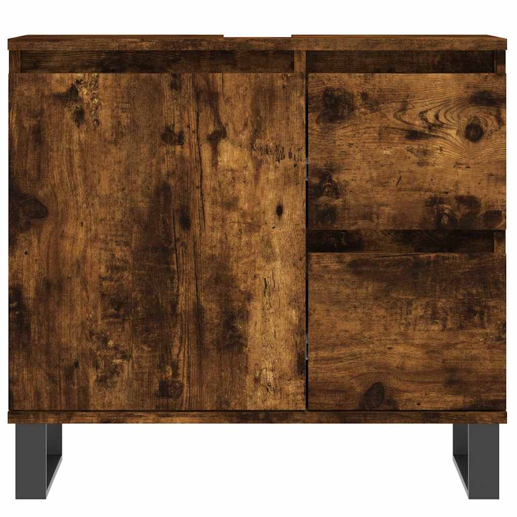 3 Piece Bathroom Furniture Set Smoked Oak Engineered Wood