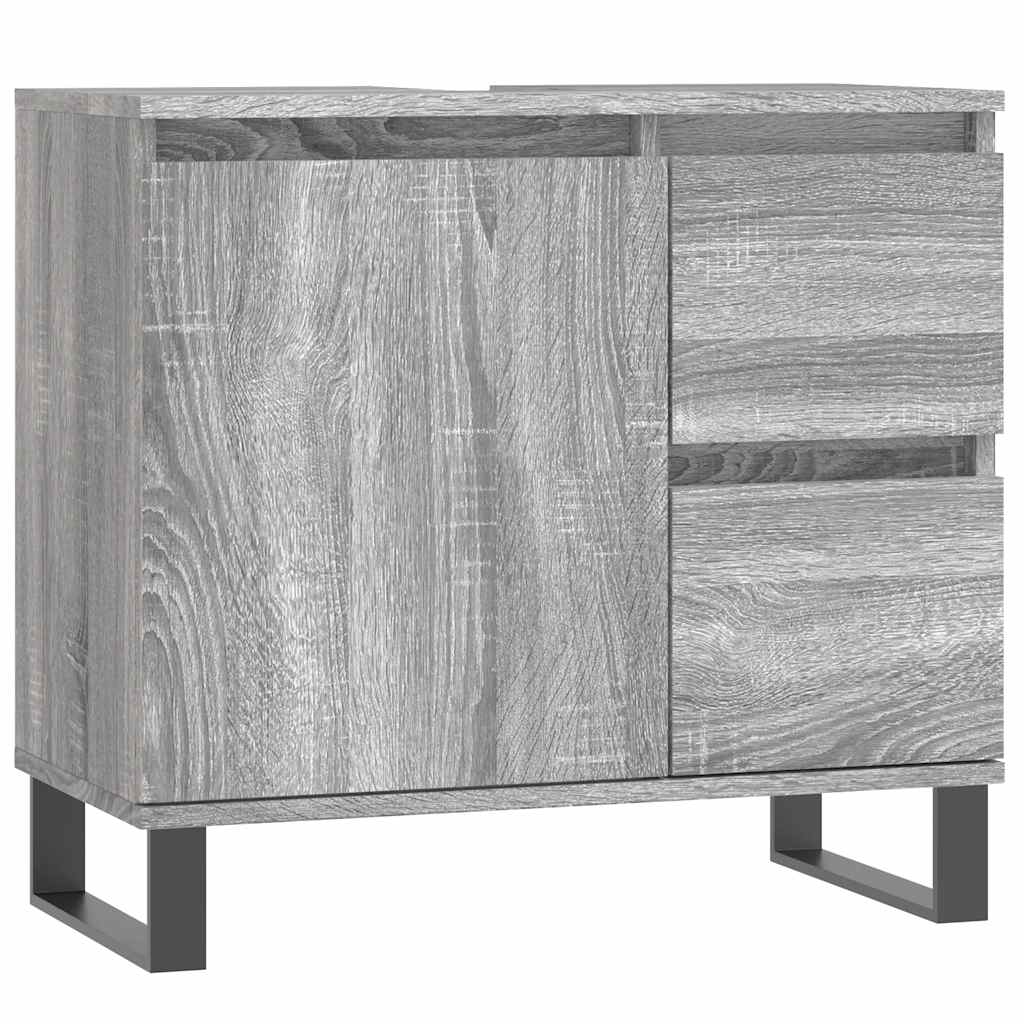 3 Piece Bathroom Furniture Set Grey Sonoma Engineered Wood