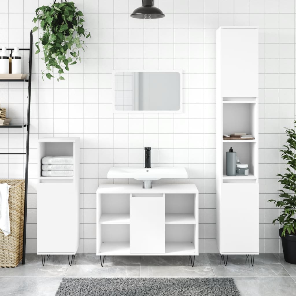 vidaXL 3 Piece Bathroom Furniture Set White Engineered Wood