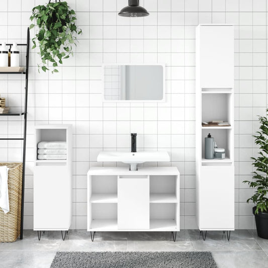 vidaXL 3 Piece Bathroom Furniture Set White Engineered Wood