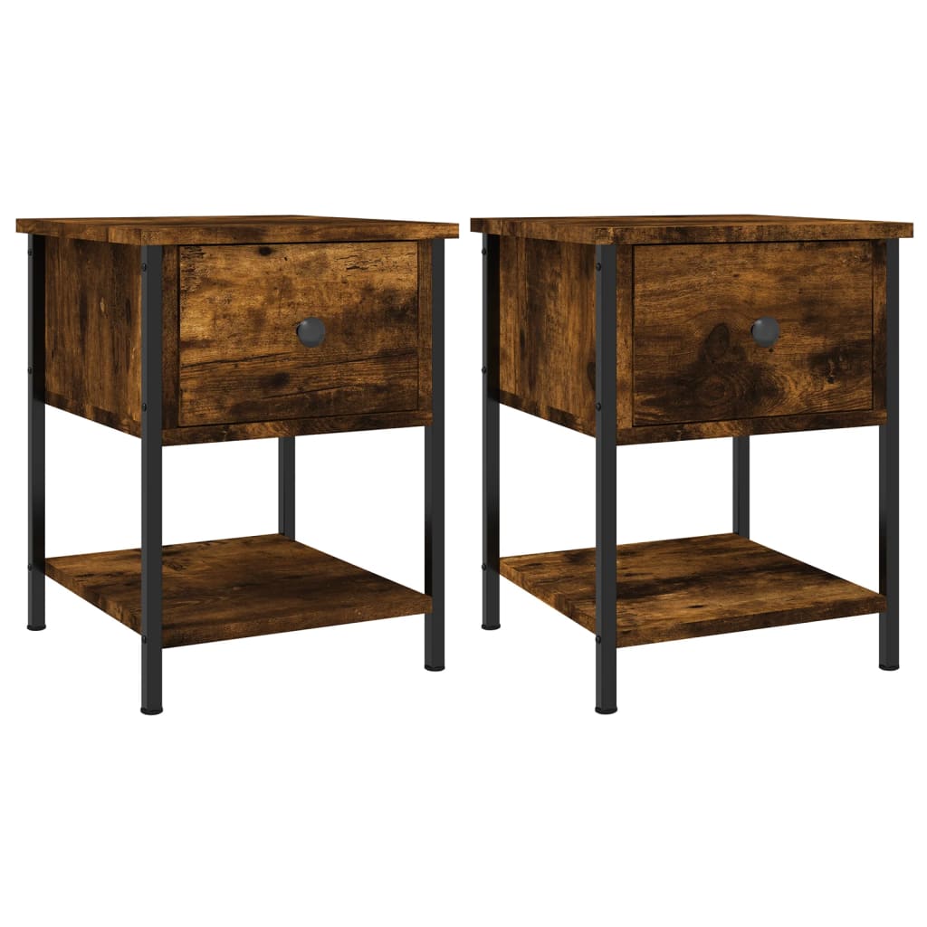 vidaXL Bedside Tables 2 pcs Smoked Oak 34x35.5x45 cm Engineered Wood