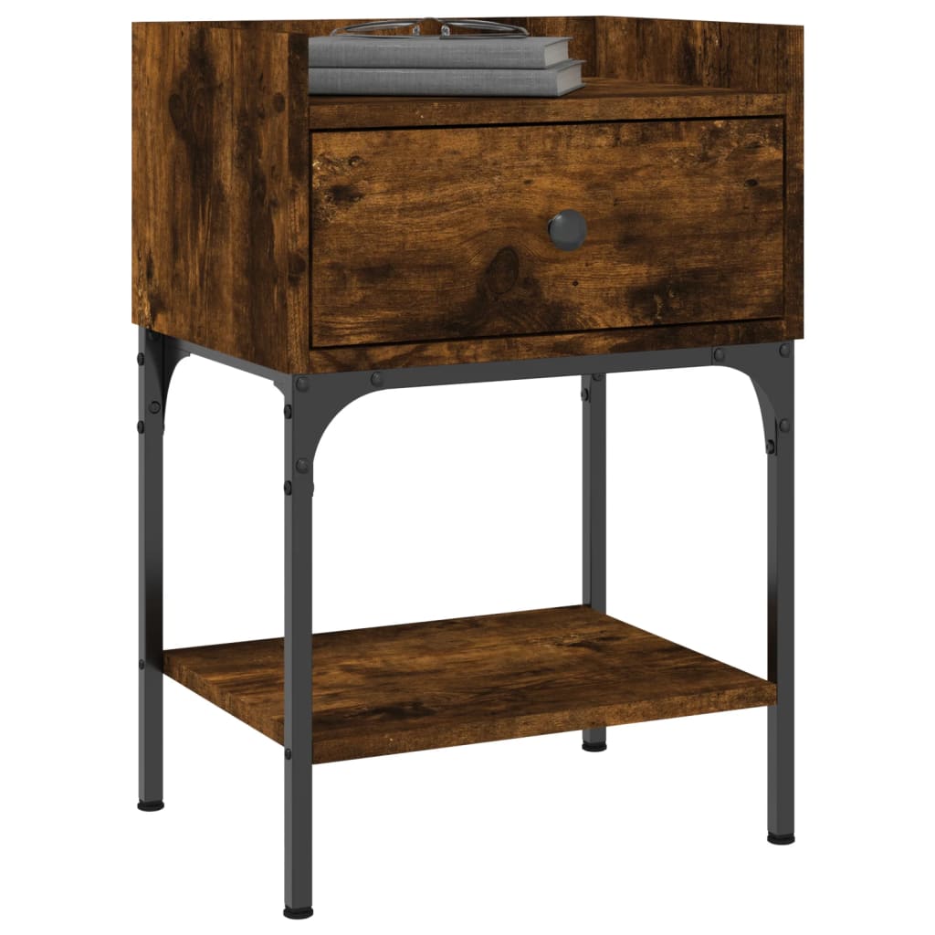 Bedside Table Smoked Oak 40,5x31x60 cm Engineered Wood