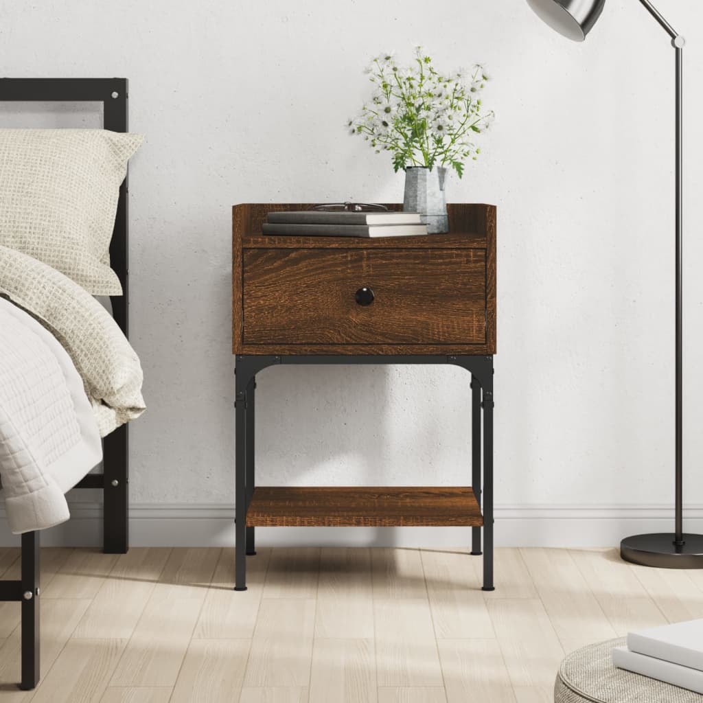 vidaXL Bedside Table Brown Oak 40.5x31x60 cm Engineered Wood