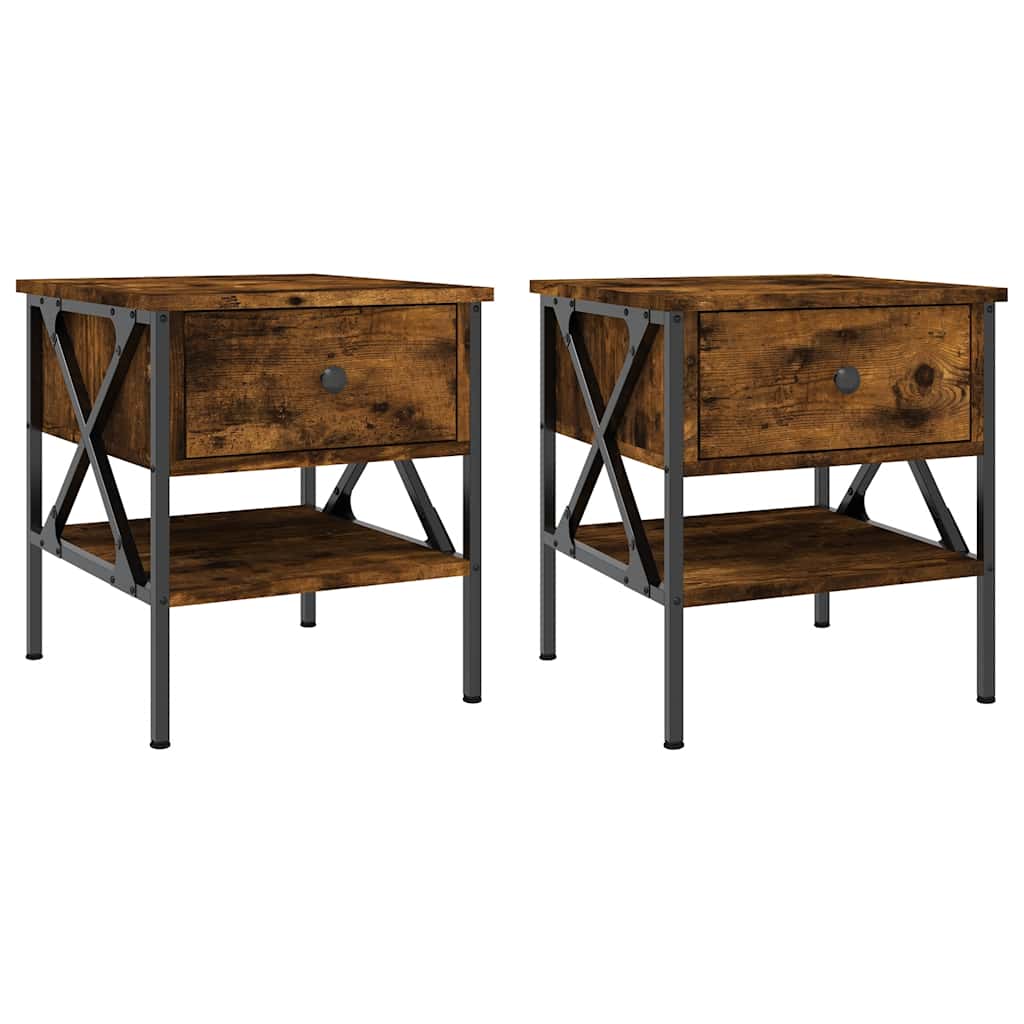 Bedside Tables 2 pcs Smoked Oak 40x42x45 cm Engineered Wood