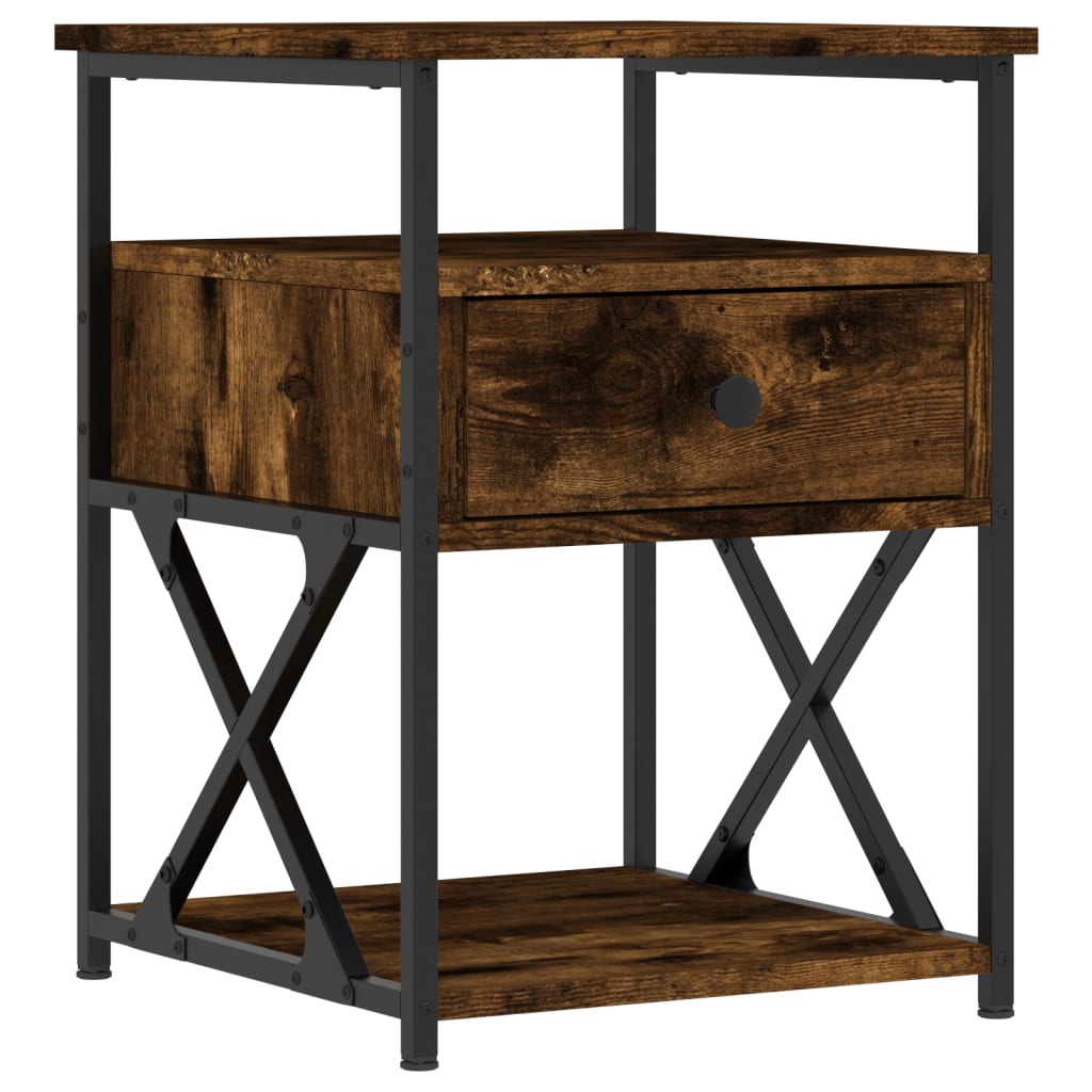 Bedside Cabinet | Smoked oak | Engineered wood and iron | Medium