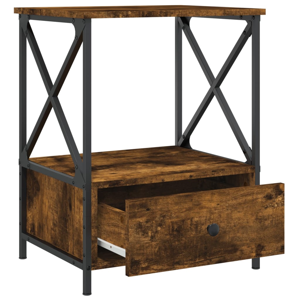 Bedside Table Smoked Oak 50x41x65 cm Engineered Wood