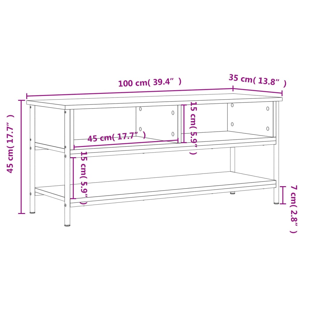 TV Cabinet Smoked Oak 100x35x45 cm Engineered Wood