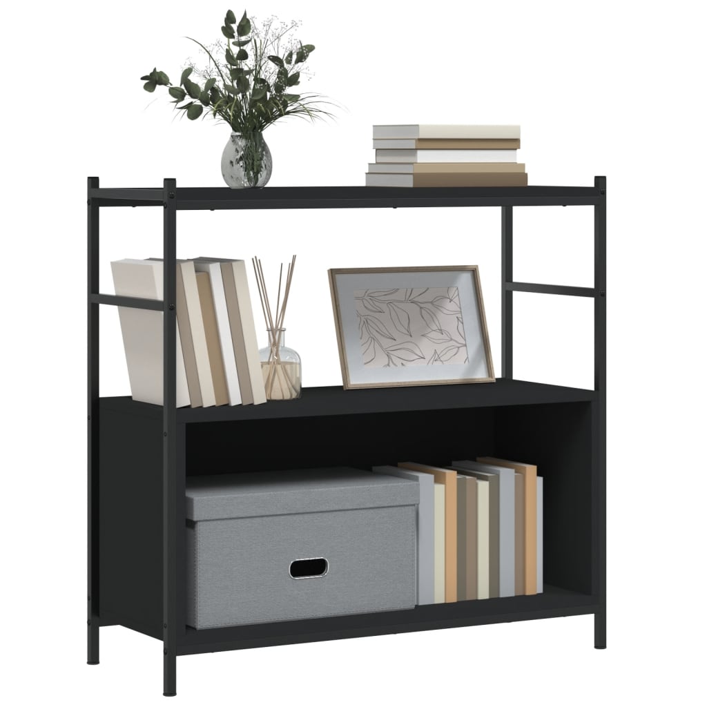 Bookshelf Black 80x30x78,5 cm Engineered Wood and Iron