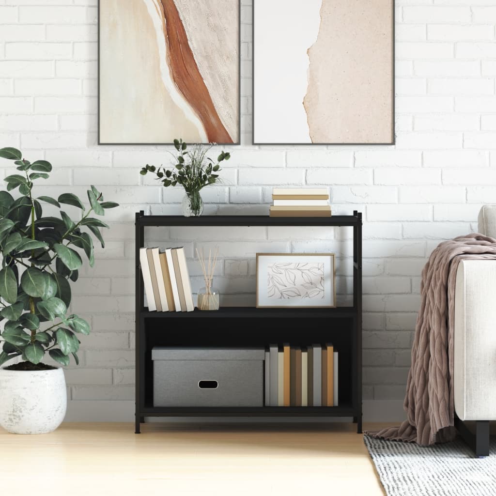 Bookshelf Black 80x30x78,5 cm Engineered Wood and Iron