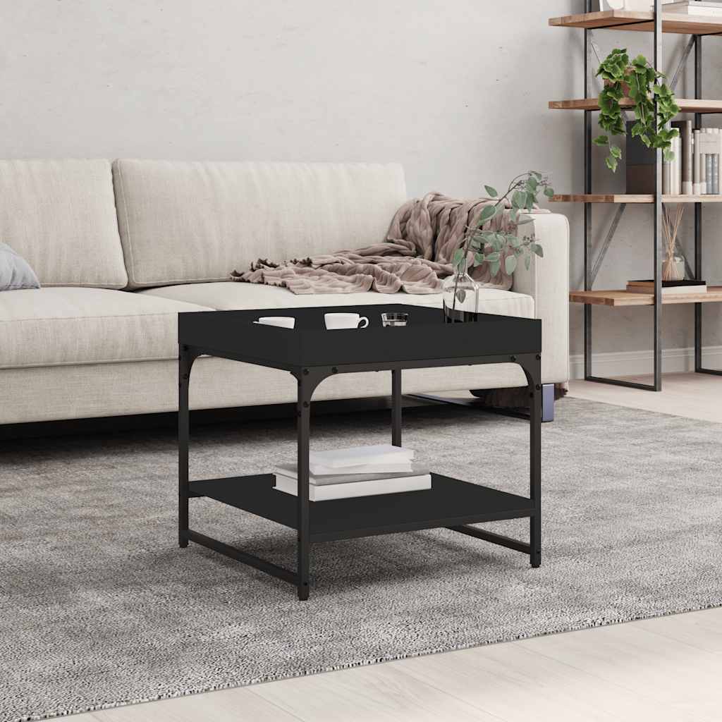 Coffee Table Black 49,5x49,5x45 cm Engineered Wood