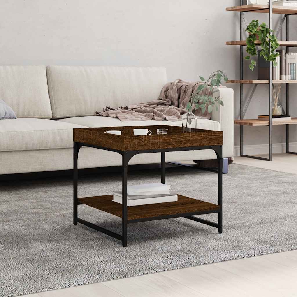 Coffee Table Brown Oak 49,5x49,5x45 cm Engineered Wood