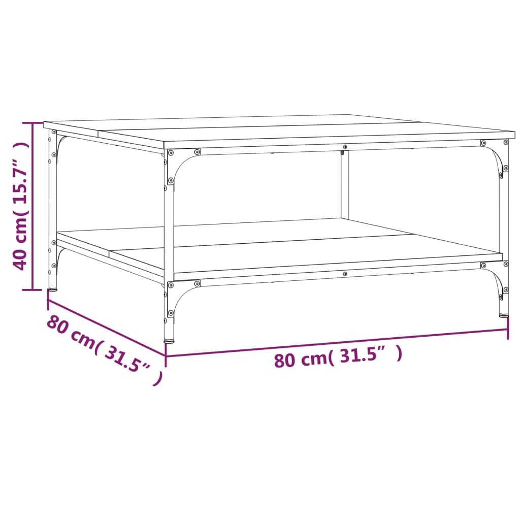 Coffee Table Black 80x80x40 cm Engineered Wood