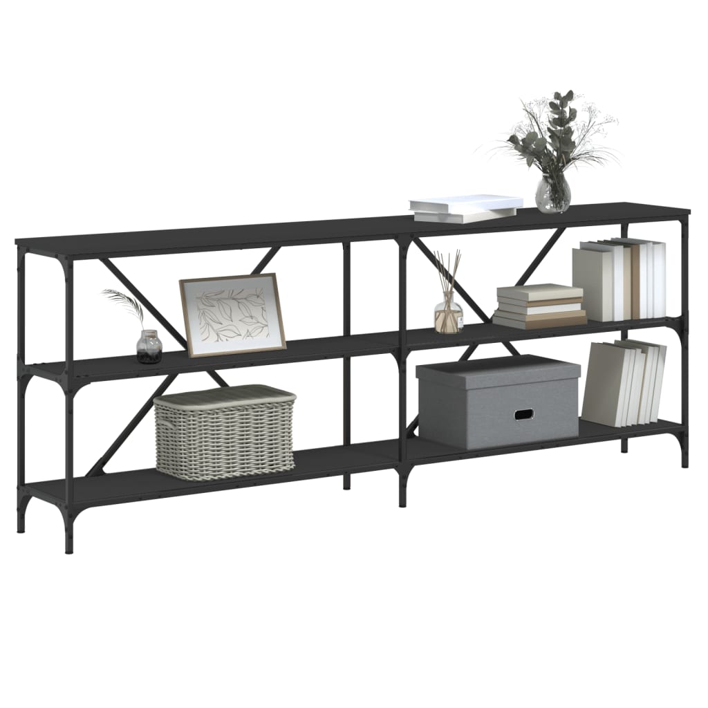 Console Table Black 200x30x75 cm Engineered Wood and Iron