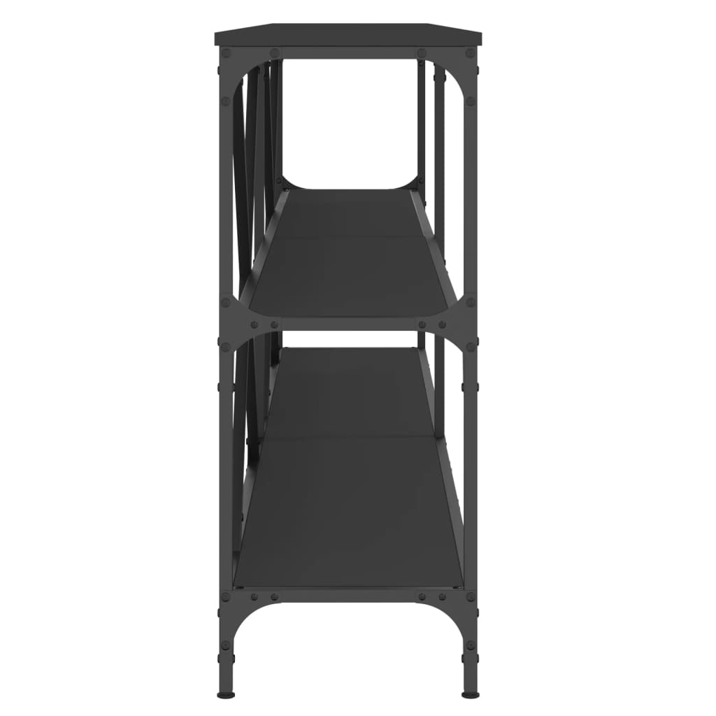 Console Table Black 200x30x75 cm Engineered Wood and Iron