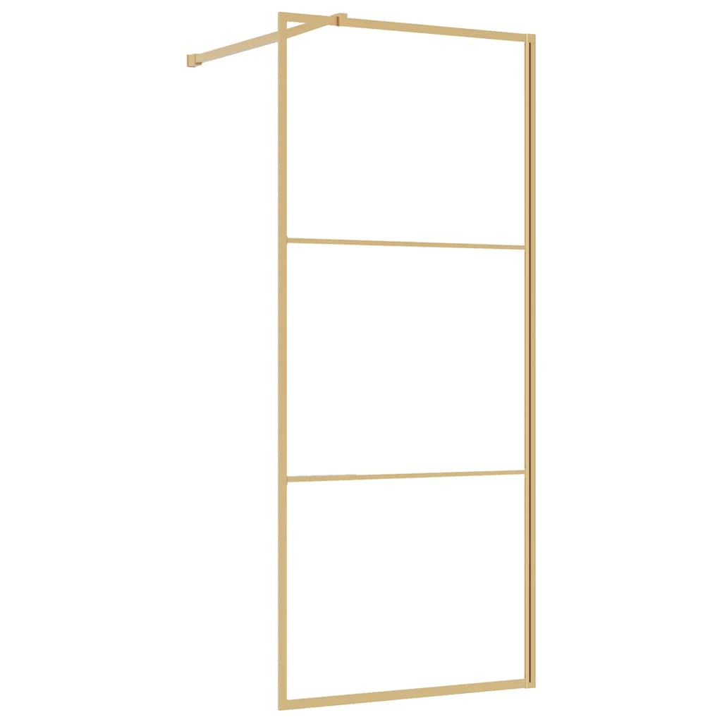 Walk-in Shower Wall with Clear ESG Glass Gold 90x195 cm