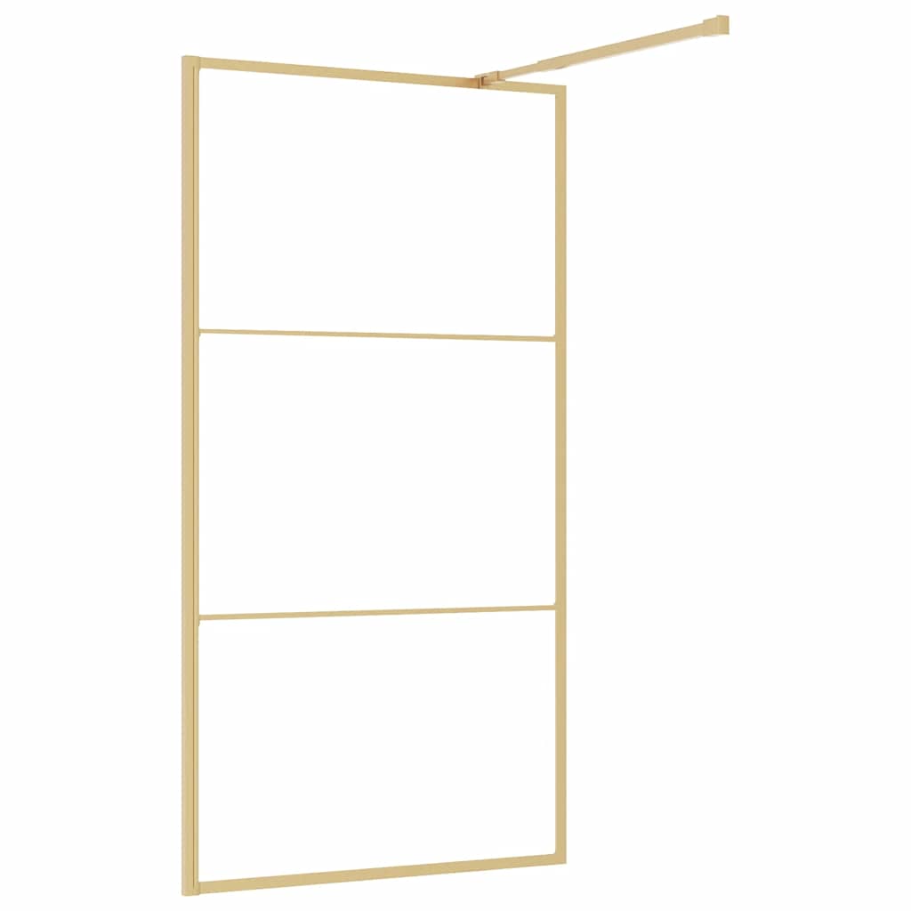Walk-in Shower Wall with Clear ESG Glass Gold 100x195 cm
