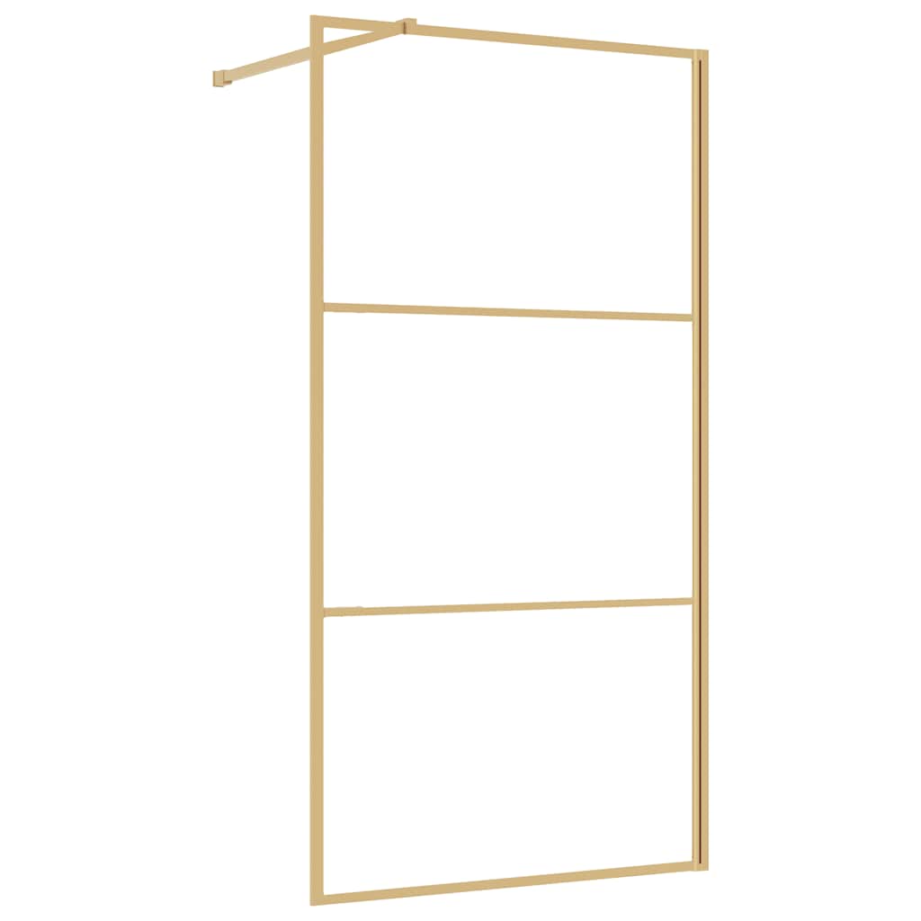 Walk-in Shower Wall with Clear ESG Glass Gold 115x195 cm