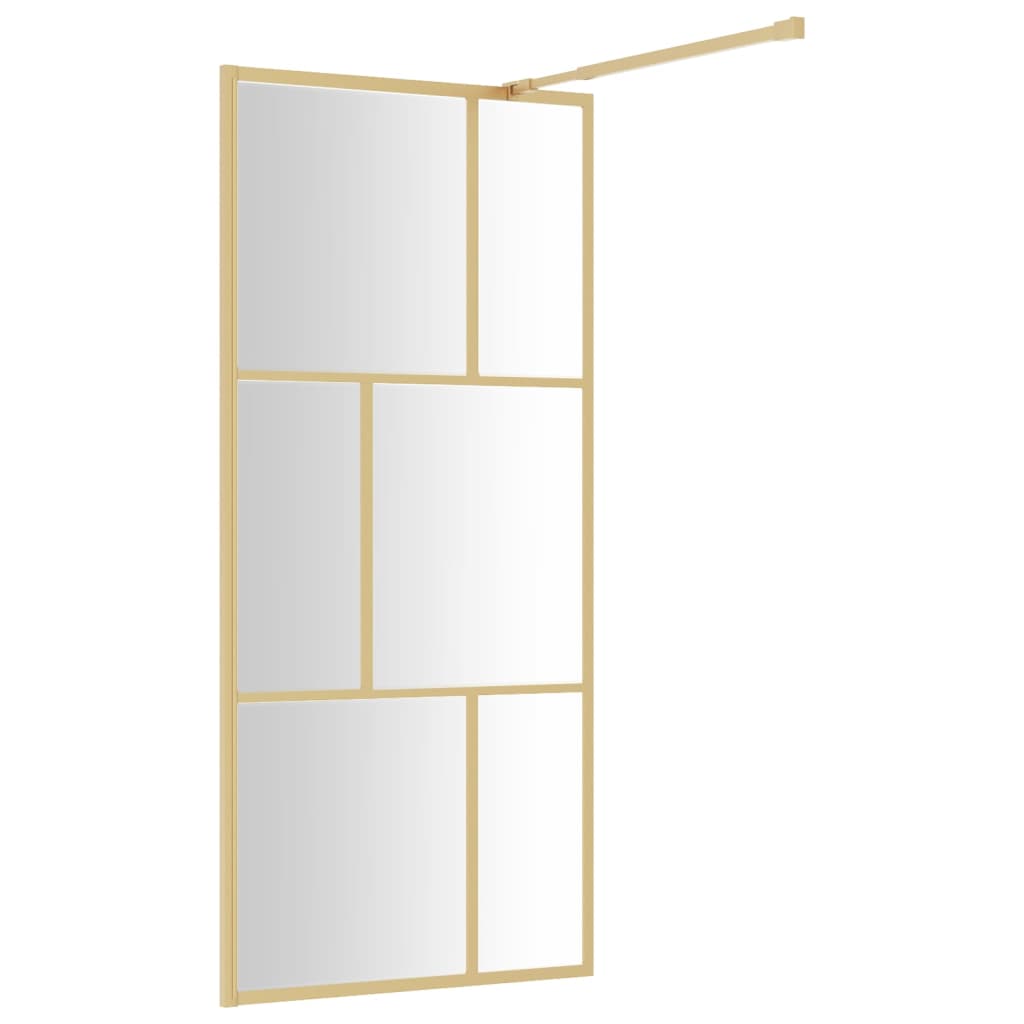 Walk-in Shower Wall with Clear ESG Glass Gold 90x195 cm