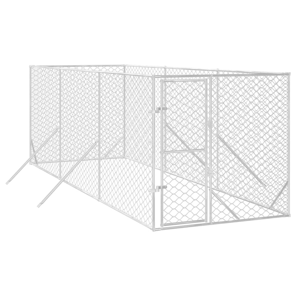 vidaXL Outdoor Dog Kennel Silver 2x6x2 m Galvanised Steel