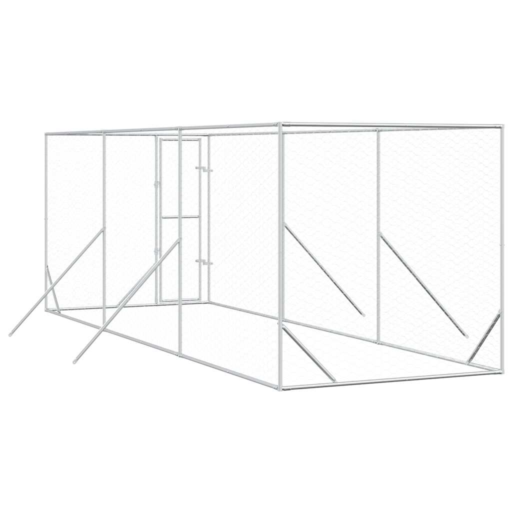 Outdoor Dog Kennel Silver 2x6x2 m Galvanised Steel