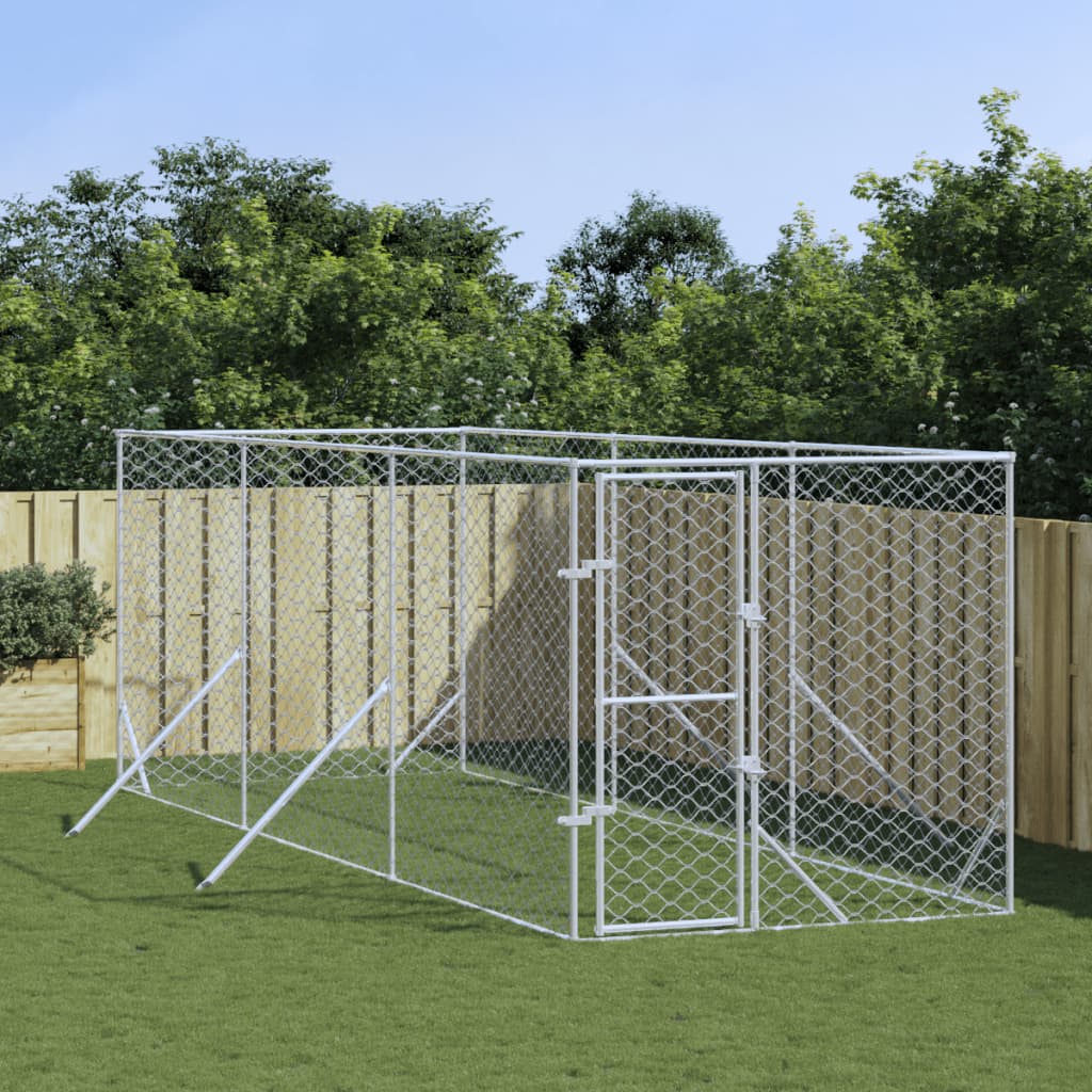 vidaXL Outdoor Dog Kennel Silver 2x6x2 m Galvanised Steel